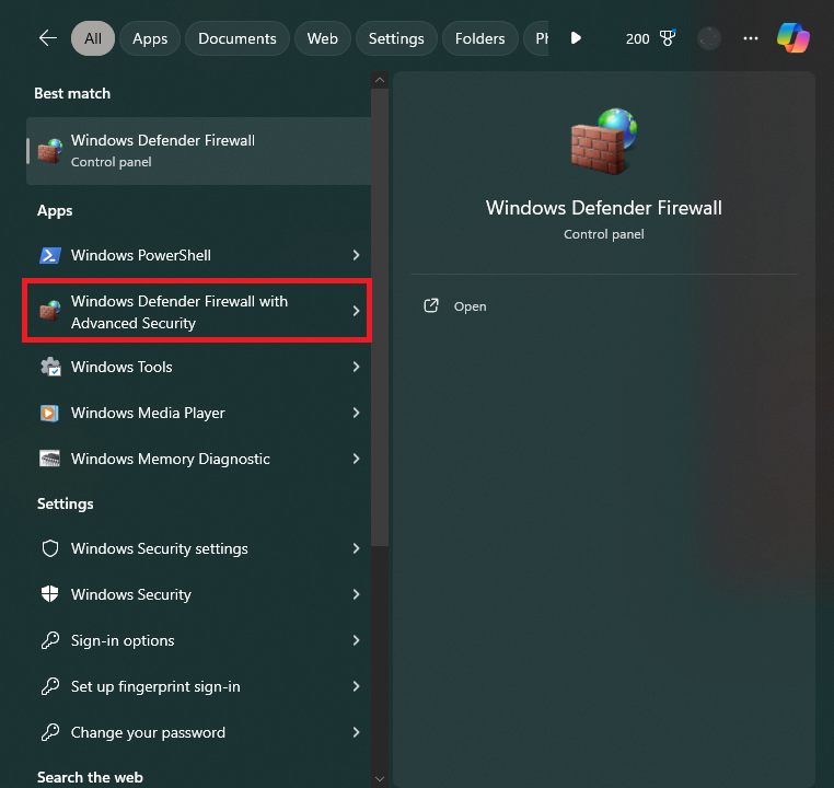 Control Center 2 – Vérifiez Les Paramètres Du Pare-Feu Windows